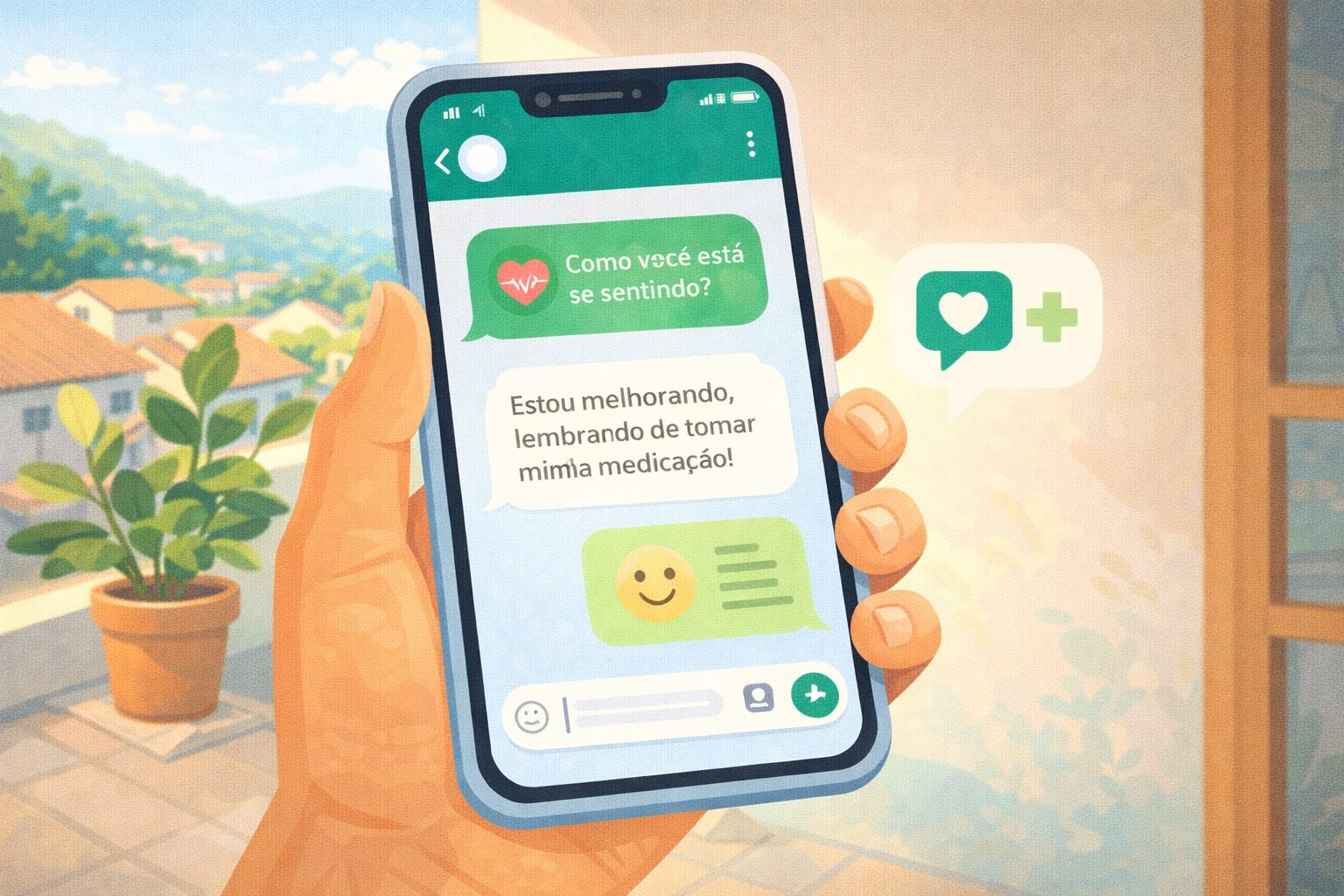 Pessoa usando o celular para falar sobre saúde